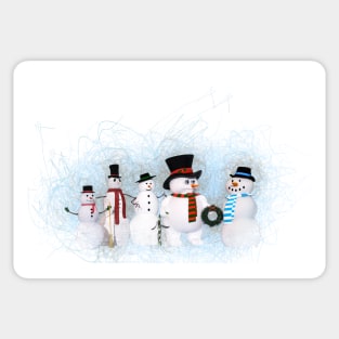 Five Snowmen In The Snow Sticker